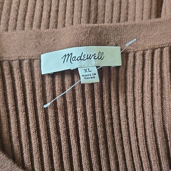 Madewell Slvls Ribbed Knit Midi Dress in Brown, Round Neck, NWOT, XL - Picture 8 of 9